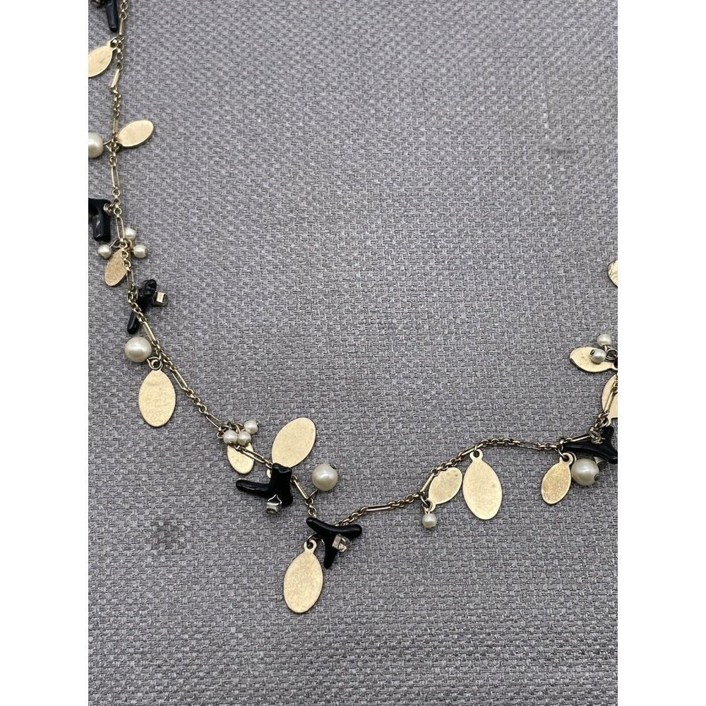 J. Crew Long gold and black faux Coral Pearl Neckl